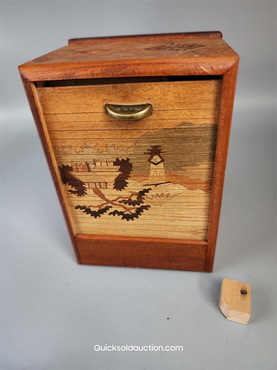Oriental Puzzle Box? Two Sliding Doors/ Wooden Man
