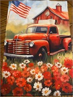 12 x 18 Double Sided Garden Flag Red Farm Truck