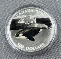 2016 Canada 9999 fine silver 100 dollar Orca coin
