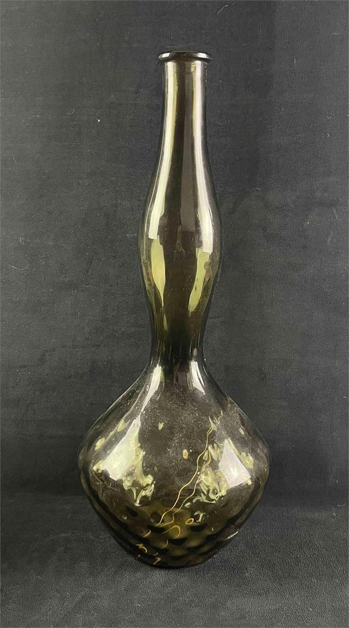 Vintage Blow Glass Black Vase Made In Italy