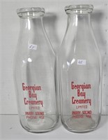 2 GEORGIAN BAY CREAMERY SQ MILK BOTTLE QUART