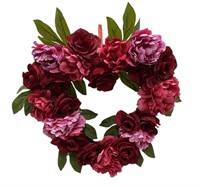 Valentine's Day Red and Pink Rose Wreath, 18"