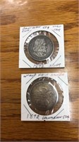 Pair of 1892 Half dollar coins from Columbian