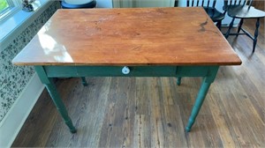 Small antique dining side table with one center