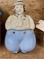 Ceramic Cookie Jar w/Lid-some paint missing