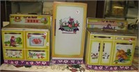 (3) Vintage tin Little Bo Peep kitchen items