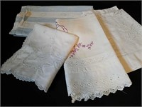 Vintage Cream and Blue Table Linens