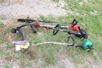 2 Gas Weedeaters & Cordless Weedeater w/Pole Saw