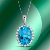 AIGL $ 9165 22.22 Ct Blue Topaz Diamond Necklace