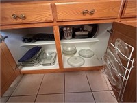 Cabinet of Pyrex, Baking Pans, & Mixing Bowls