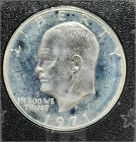 1971 S SIlver Proof Ike Dollar in Brown Box