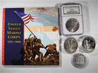 U.S. COMMEM LOT: 2005 MARINES COIN/STAMP SET;