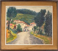 Emilio Giuseppe Dossena Oil Painting Village Scene
