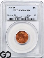 1978-D Lincoln Memorial Cent, PCGS MS66 RD
