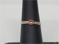 .925 Sterling Silver Pink Stone Ring