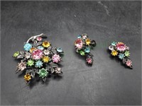 Vintage Coro Spring Bouquet Brooch & Earrings