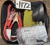 Emergency Road Side Kit w/ Jumper Cables Tow Strap