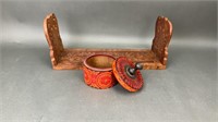 Carved Wood Book Stand & Ornate Wooden Box