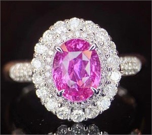 1.5ct Sri Lankan pink sapphire ring in 18k gold