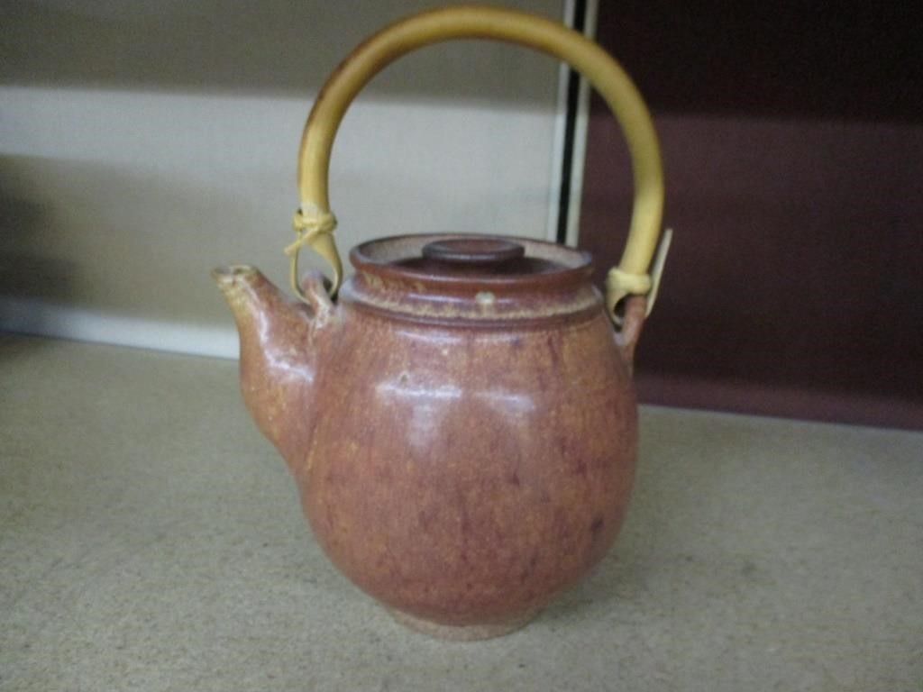 Vintage Handmade stoneware Teapot signed