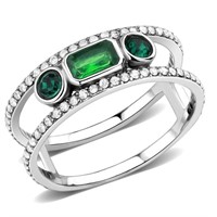 Dashing .67ct Emerald 3 Stone Ring