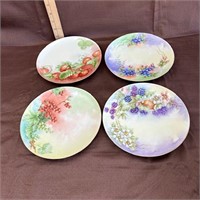 4 Hand Painted Vintage Porcelain Plates