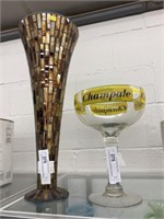 Contemporary Vase and Advertising Champagne Glass
