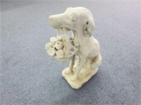 Concrete Dog statue with flower basket