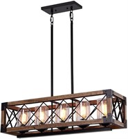 MISSING $495 Wood Metal Pendant Island Chandelier