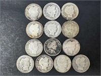 Thirteen Barber Dimes (including 1901-S)