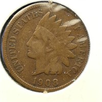 1908 S Indian Head Penny 1c F CoinSnap