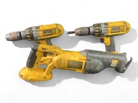 Three Dewalt variable speed reciprocating saw