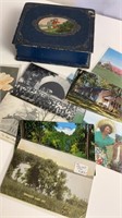 Angola IN postcards & antique box