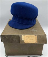 VTG 1968 Royal Blue Peachbloom Velour Hat