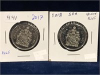 2017, 18 Can Half Dollars  PL65