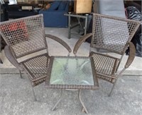 Two Chair Patio Set Glass Top Table