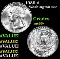 1989-d Washington Quarter 25c Grades GEM++ Unc