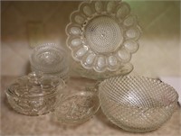 Vintage Pressed Glass Serving Bowls & Plates