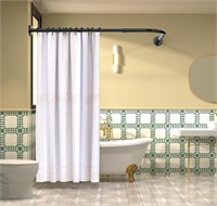 NEW $83 L Shaped Shower Curtain Rod Black