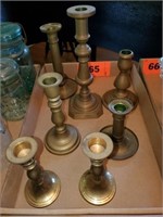 FLAT BRASS COLORED METAL CANDLE HOLDERS