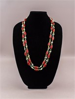 Large Red Gemstone Beads Necklace