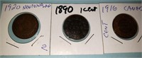 3 Canada large cents