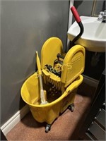 Mop Bucket, Wringer & Wet Floor Sign