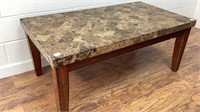 Coffee table with faux marble top, straight l