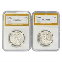 1936&1940 [2] Walking Liberty Half Dollar PGA