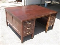 60"x 50"x 31" Partner's Double Sided Vtg Wood Desk