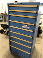 BLUE CABINET ON WHEELS W/ 9 DRAWERS