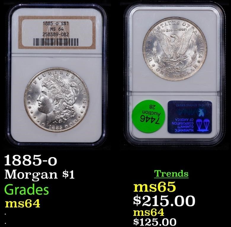 NGC 1885-o Morgan Dollar $1 Graded ms64 By NGC