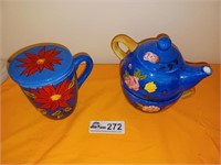 COvered mug, teapot and mug