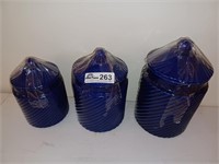 Set of 3 dark blue canisters